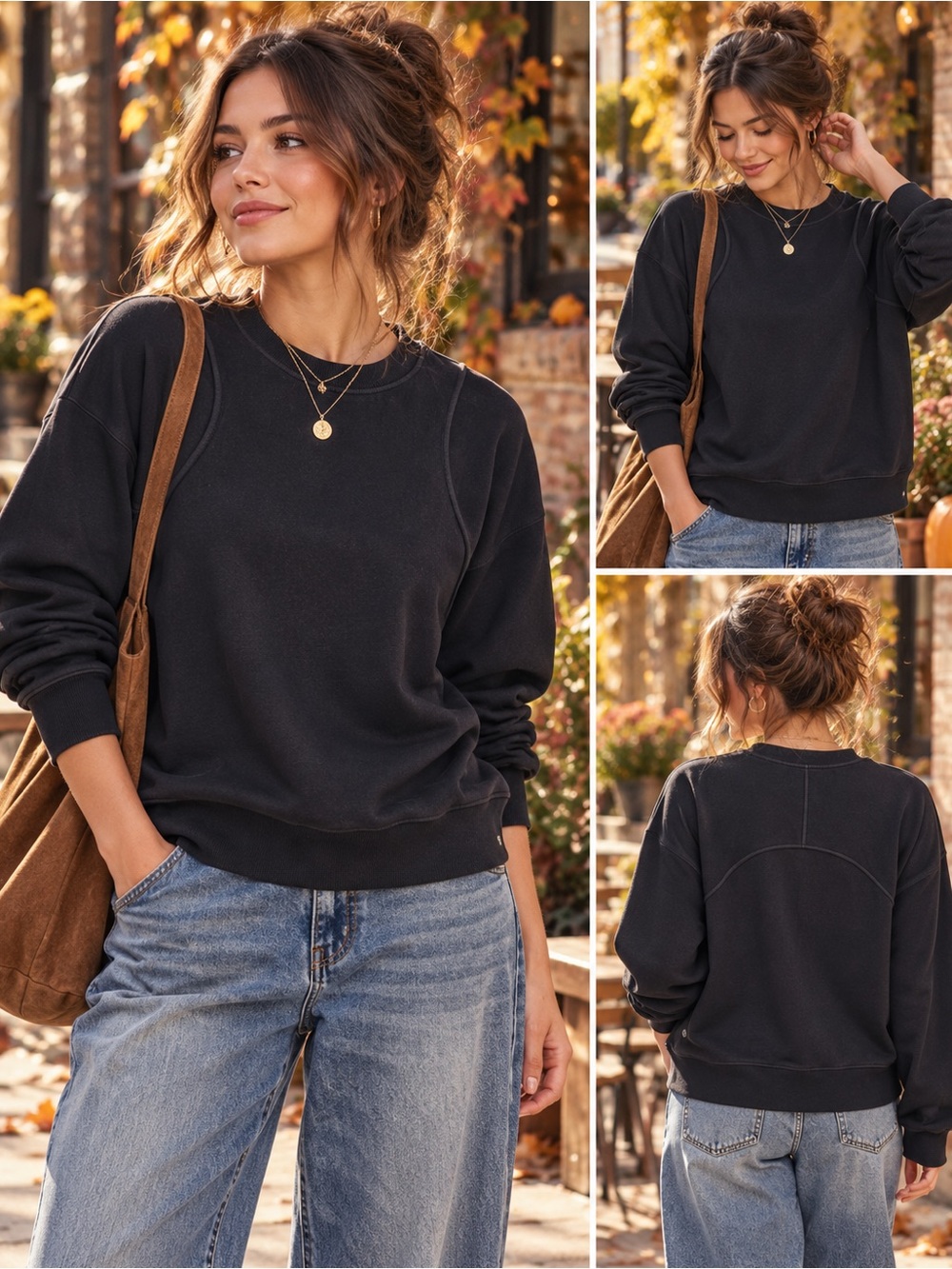 lululemon athletica Black Crewneck Pullover Sweater